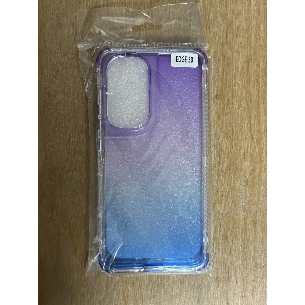 Motorola Edge 30 Phone Case Full-Body Rugged Transparent Purple Blue‎